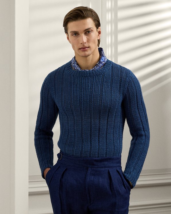 Rib-Knit Silk-Linen Sweater 