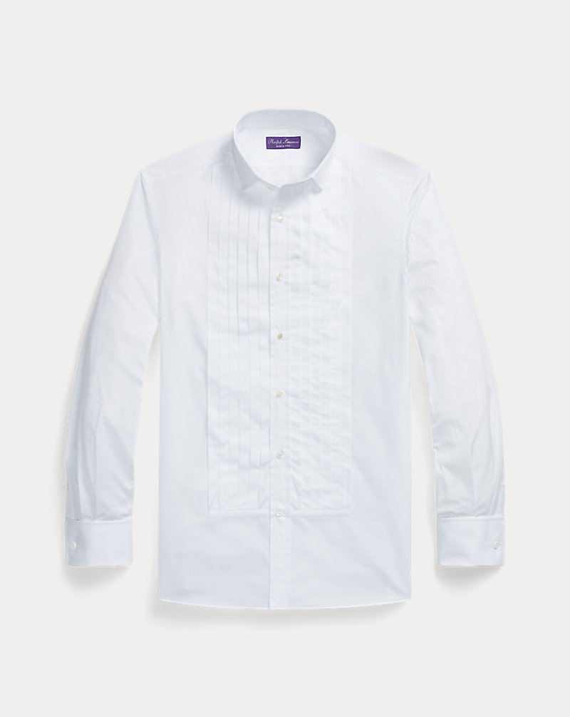Pleated-Bib Poplin French Cuff Shirt Purple Label 1