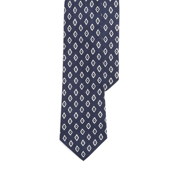 Leinen-Seiden-Krawatte mit Rautenmuster Purple Label 1