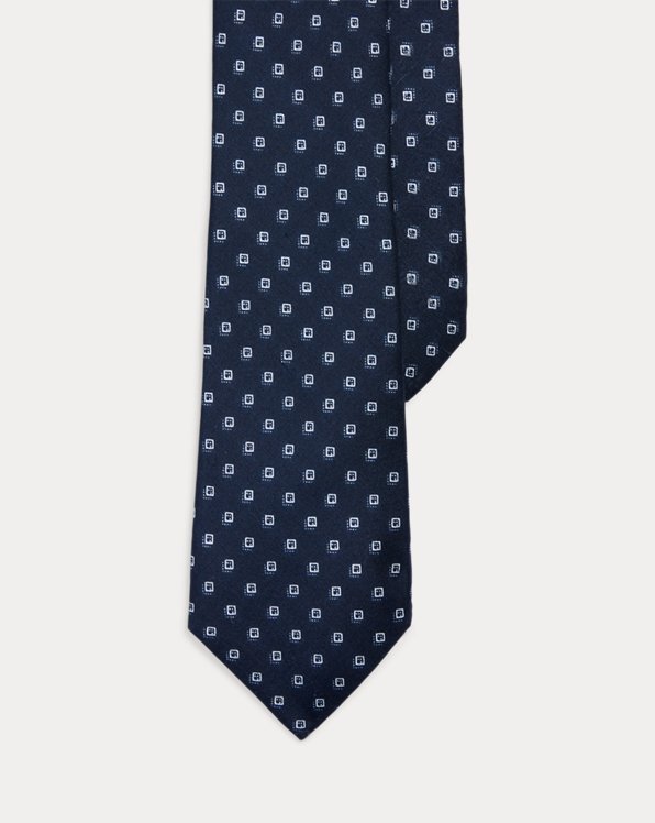 Cravatta in shantung di seta quadratini