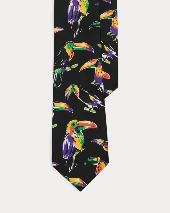 Parrot-Print Silk Shantung Tie