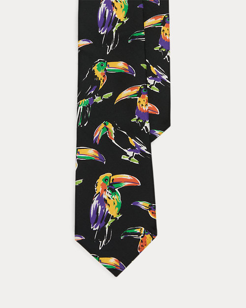 Parrot-Print Silk Shantung Tie
