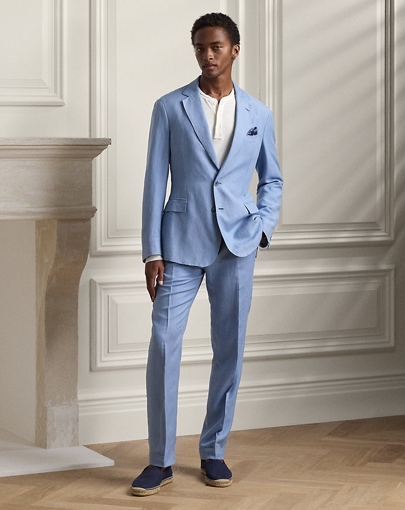 Gregory Hand-Tailored Silk-Linen Trouser Purple Label 1