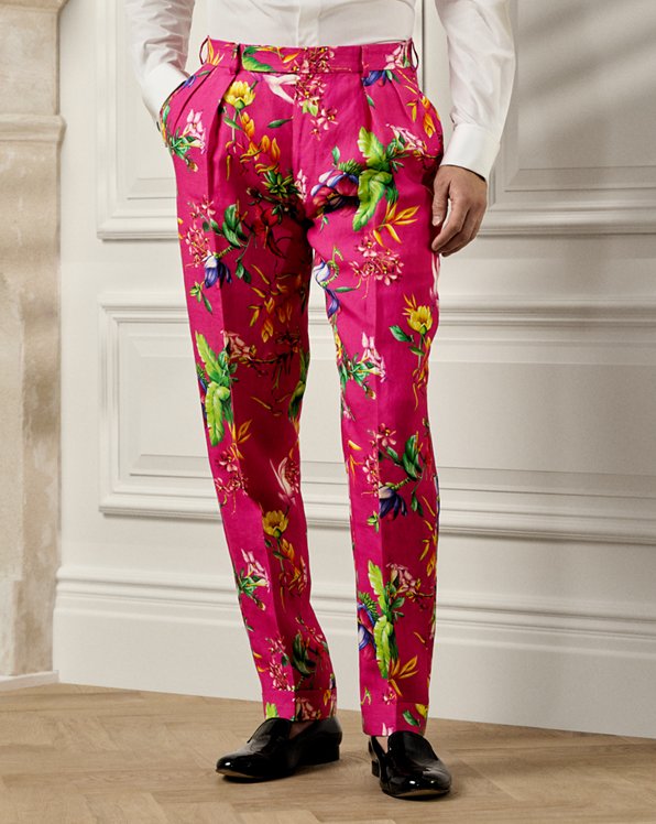 Hand-Tailored Botanical Linen Trouser