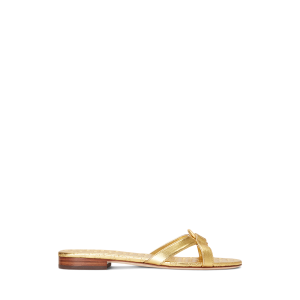 Emmy Metallic Nappa Leather Slide Sandal for Women Ralph Lauren NL