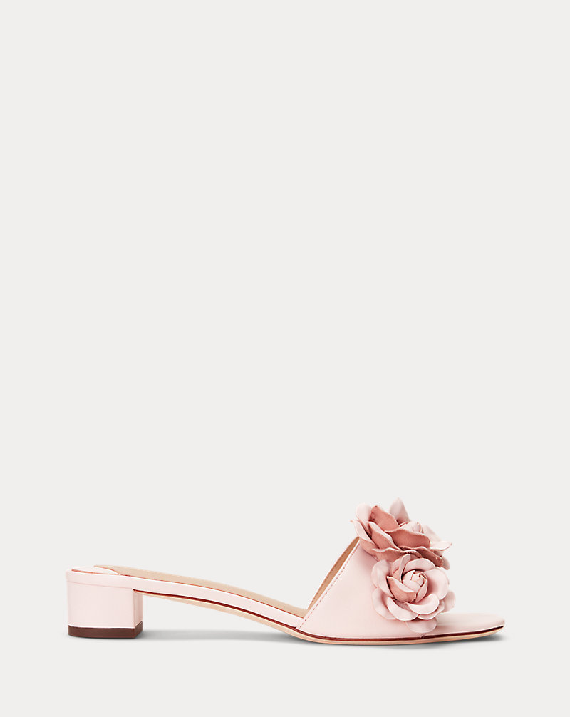 Fay Floral-Trim Nappa Leather Sandal Lauren 1