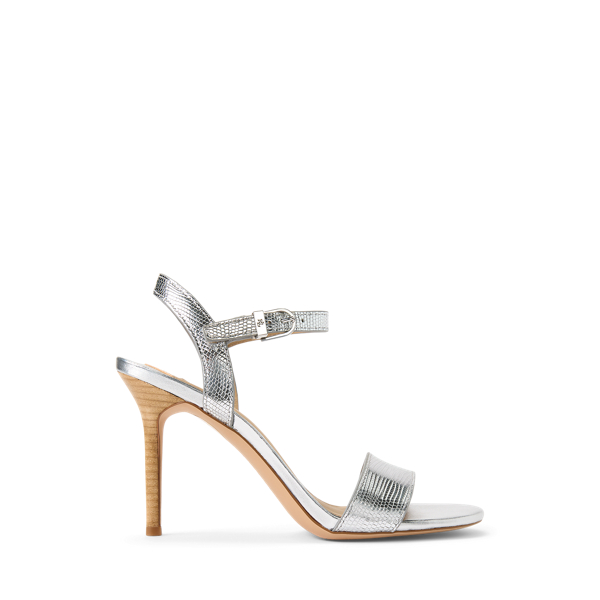 Gwen Metallic Lizard-Embossed Sandal